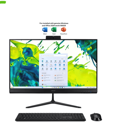 Acer Aspire C27B-GARL-225W11 27" IPS FHD ALL-IN-ONE DESKTOP PC (CU5-225U, 16GB D4, 1TB SSD, H&S, WIN11H) - Zapcart Technology Qatar
