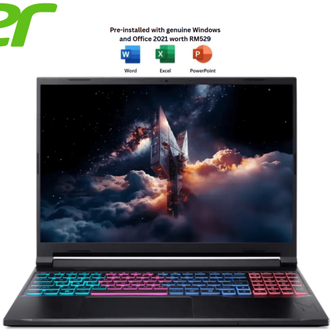 Acer Nitro V16s Ai ANV16S-41-R0BV 16" 180Hz Gaming Laptop (R7-260, 16GB D5, 1TB PCIe, NV RTX5050 8GB, H&S, W11) - Zapcart Technology Qatar