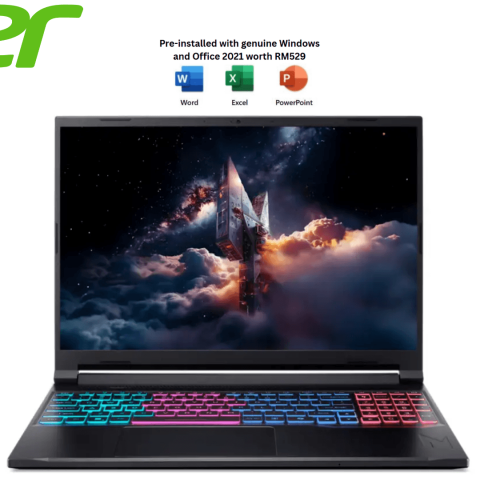 Acer Nitro V16s Ai ANV16S-41-R8T2 16" 180Hz Gaming Laptop (R5-240, 16GB D5, 512GB, NV RTX5050 8GB, H&S, W11) - Zapcart Technology Qatar