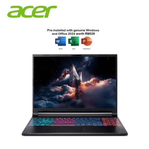 Acer Nitro V16S ANV16S-71-58B0 16" WQXGA 180Hz Gaming Laptop Black (Intel Core 5-210H, 16GB, 512GB SSD, RTX5060, W11, H&S 2024+M365) - Zapcart Technology Qatar