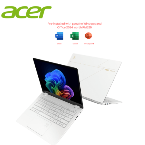 Acer Swift Edge 14 AI SFE14-51T-960E 14"WQXGA+ 2.8k OLED Touch-Screen Pearl White+Luxury Gold (CU9-288V, 32GB D5, 1TB PCIe SSD, Intel Arc, H&S+M365, W11) - Zapcart Technology Qatar