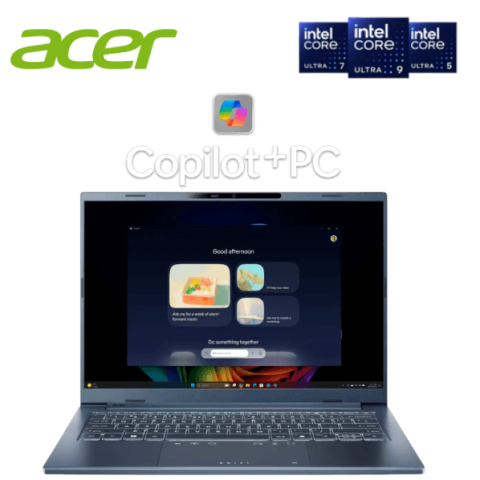 Acer Swift Go 14 AI PC OLED Laptop [SFG14-75-952G|SFG14-75-77NC|SFG14-75-52U9] 14 Inch OLED Steam Blue (Intel Core Ultra Processor) Copilot+ PC - Zapcart Technology Qatar