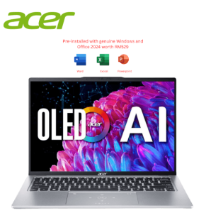 Acer Swift GO 14 SFG14-73-9249 14" 2.8K OLED Laptop Pure Silver ( CU9-185H, 16GB, 1TB, Intel Arc, W11, HS+M365 ) - Zapcart Technology Qatar