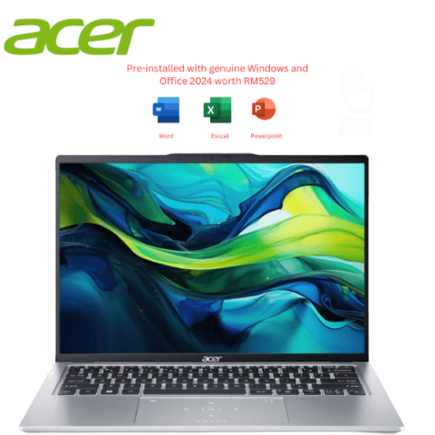 Acer Swift Go 14 SFG14-74T-54J6 14" WUXGA Touch Pure Silver Laptop (CU5-225H, 16GB, 512GB SSD, Intel Arc, W11, HS+M365) - Zapcart Technology Qatar