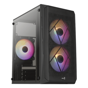 Aerocool CS-107-A-BK-v2 (Mini Tower Case) (Front 120mm FRGB Fan*2 + Back 120mm FRGB Fan*1) - Zapcart Technology Qatar