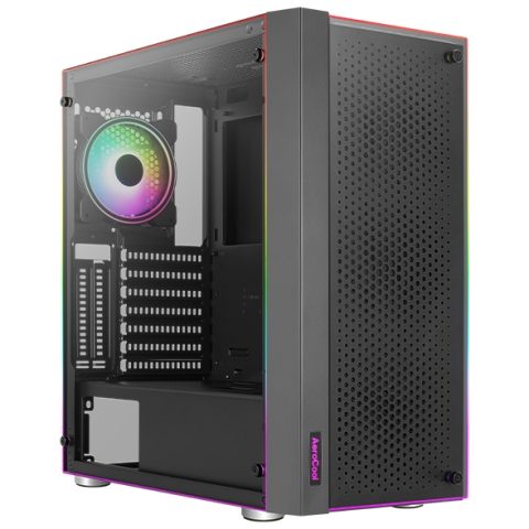 Aerocool Skribble (Mid Tower Case) (Front 120mm Black Fan*2 Rear 120mm ARGB Fan*1 ) - Zapcart Technology Qatar
