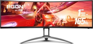 AOC Agon AG493UCX2 Super Wide Curved Gaming Monitor (Dual QHD 5120x1440, 165Hz 1ms, FreeSync Premium, DisplayHDR 400, USB-C Docking & KVM, Height-Adjustable, Black) - Zapcart Technology Qatar