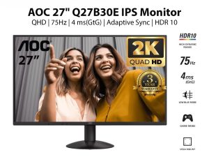 AOC Q27B30E 27" 2K QHD 75Hz 4ms GTG IPS Monitor - Zapcart Technology Qatar