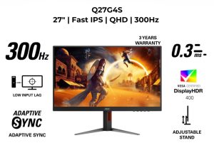 AOC Q27G4S 27" 300Hz 2K QHD Gaming Monitor (2560 x 1440, G-Sync Compatible, 0.3 response time) - Zapcart Technology Qatar