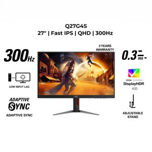 AOC Q27G4S 27" 300Hz 2K QHD Gaming Monitor (2560 x 1440, G-Sync Compatible, 0.3 response time) - Zapcart Technology Qatar