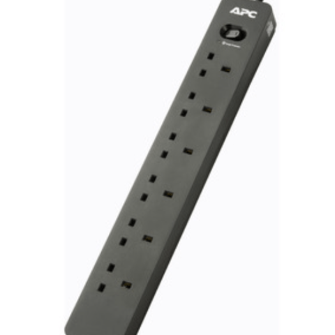 APC SurgeArrest Essential Surge Protector, 6x BS1363 Outlet, BS1363 Plug, 6.5ft/2m cord - Zapcart Technology Qatar