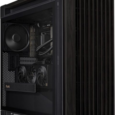 ASUS ProArt PA602 Wood Edition - Tempered Glass Panel E-ATX case, 420 mm Radiator Support, 1x 140 mm + 2X 200 mm pre-Installed Fans, Power Lock Latch, Tool-Less PCIe mounting, USB 20Gbps Support - Zapcart Technology Qatar
