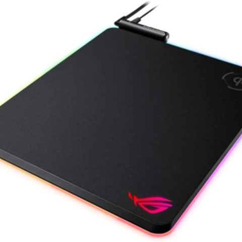 ASUS ROG Balteus Qi Vertical Gaming Mouse Pad with Wireless Qi Charging Zone, Hard Micro-Textured Gaming Surface, USB Pass-Through, Aura Sync RGB Lighting and Non-Slip Base (12.6” X 14.6”) - Zapcart Technology Qatar