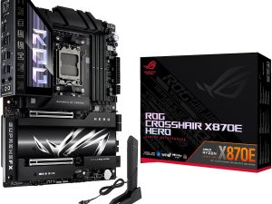 ASUS ROG Crosshair X870E Hero AMD X870E AM5 ATX Motherboard, Advanced AI PC Ready, 18+2+2 Power Stages, DDR5, PCIe® 5.0, 5X M.2, Wi-Fi 7, USB4®, AI Overclocking, Core Flex, PCIe Slot Q-Release Slim - Zapcart Technology Qatar