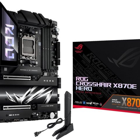 ASUS ROG Crosshair X870E Hero AMD X870E AM5 ATX Motherboard, Advanced AI PC Ready, 18+2+2 Power Stages, DDR5, PCIe® 5.0, 5X M.2, Wi-Fi 7, USB4®, AI Overclocking, Core Flex, PCIe Slot Q-Release Slim - Zapcart Technology Qatar