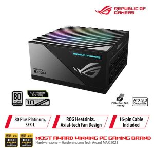 ASUS ROG Loki SFX-L 1000W Platinum (Fully Modular Power Supply, 80+ Platinum, 120mm PWM ARGB Fan, Aura Sync, ATX 3.0 Compatible, PCIe 5.0 Ready, 10 Year Warranty) - Zapcart Technology Qatar