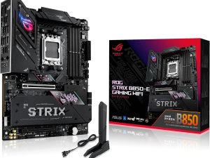 ASUS ROG Strix B850-E Gaming WiFi AMD AM5 B850 ATX Motherboard 16+2+2 Stages, Dynamic OC, Core Flex, DDR5 w/AEMP, WiFi 7, 5X M.2, 5G LAN, PCIe® 5.0, USB4®, USB 20Gbps Type-C®, AI OC, AI Networking - Zapcart Technology Qatar