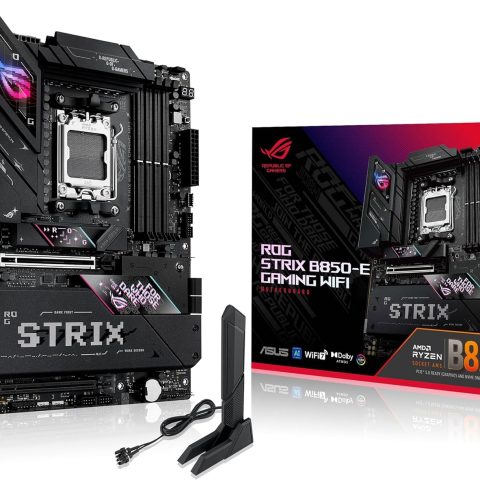 ASUS ROG Strix B850-E Gaming WiFi AMD AM5 B850 ATX Motherboard 16+2+2 Stages, Dynamic OC, Core Flex, DDR5 w/AEMP, WiFi 7, 5X M.2, 5G LAN, PCIe® 5.0, USB4®, USB 20Gbps Type-C®, AI OC, AI Networking - Zapcart Technology Qatar