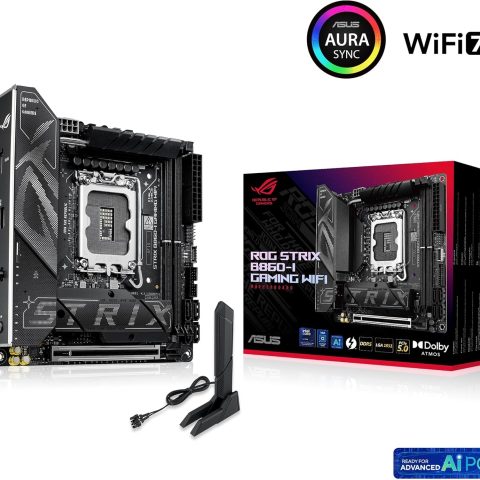 ASUS ROG STRIX B860-I GAMING WIFI B860 LGA 1851 mITX Mini-ITX Motherboard, Intel Core Ultra Series 2 Ready, Advanced AI ready, 10+1+2+1 stage, DDR5, 2.5G LAN, WiFi7, M.2, Thunderbolt 4, USB Type-C - Zapcart Technology Qatar
