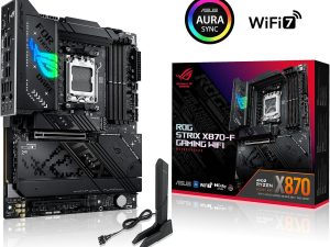 ASUS ROG Strix X870-F Gaming WiFi, AMD ATX motherboard, 16+2+2 power stages, DDR5 slots, four M.2 slots, PCIe 5.0 with full support for next-gen GPUs, WiFi 7, USB 10G w/PD 3.0 up to 30W - Zapcart Technology Qatar