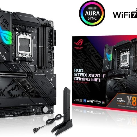 ASUS ROG Strix X870-F Gaming WiFi, AMD ATX motherboard, 16+2+2 power stages, DDR5 slots, four M.2 slots, PCIe 5.0 with full support for next-gen GPUs, WiFi 7, USB 10G w/PD 3.0 up to 30W - Zapcart Technology Qatar
