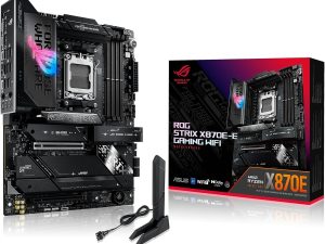 ASUS ROG Strix X870E-E Gaming WiFi AMD AM5 X870 ATX Motherboard 18+2+2 Power Stages, Dynamic OC Switcher, Core Flex, DDR5 AEMP, WiFi 7, 5X M.2, PCIe® 5.0, Q-Release Slim, USB4®, AI OCing & Networking - Zapcart Technology Qatar