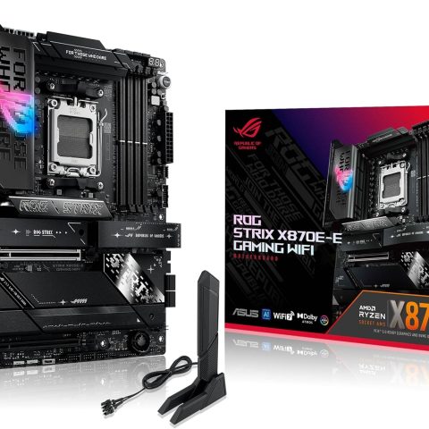 ASUS ROG Strix X870E-E Gaming WiFi AMD AM5 X870 ATX Motherboard 18+2+2 Power Stages, Dynamic OC Switcher, Core Flex, DDR5 AEMP, WiFi 7, 5X M.2, PCIe® 5.0, Q-Release Slim, USB4®, AI OCing & Networking - Zapcart Technology Qatar