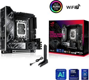 ASUS ROG STRIX Z890-I GAMING WIFI Intel® Z890 LGA 1851 Mini-iTX motherboard, Intel® Core™ Ultra Series 2 Ready, Advanced AI PC-ready, 10+2+1+1 stages, DDR5, WiFi 7, 2x M.2, Thunderbolt™ 4, USB Type-C - Zapcart Technology Qatar