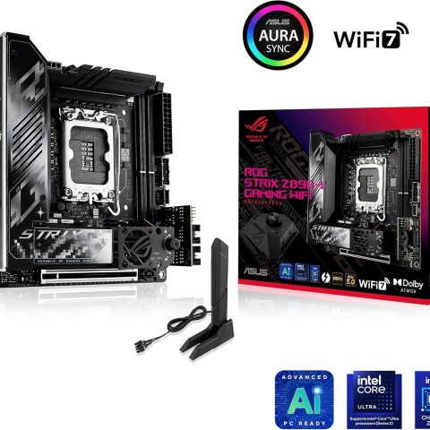 ASUS ROG STRIX Z890-I GAMING WIFI Intel® Z890 LGA 1851 Mini-iTX motherboard, Intel® Core™ Ultra Series 2 Ready, Advanced AI PC-ready, 10+2+1+1 stages, DDR5, WiFi 7, 2x M.2, Thunderbolt™ 4, USB Type-C - Zapcart Technology Qatar