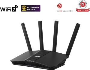ASUS RT-BE58U WiFi 7 AiMesh Extendable Router, 4K-QAM, MLO, AI Detection 2.5G WAN/LAN Port, Four 1G Ports, Commercial-Grade Network Security, Parental Control, IoT Network, Kid’s Network, VPN Network - Zapcart Technology Qatar