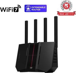 ASUS RT-BE92U BE9700 Tri-Band WiFi 7 Router, Supports New 320MHz Bandwidth & 4096-QAM, MLO, AI WAN Detection, AiMesh Support, Subscription-Free Network Security & Comprehensive VPN Features - Zapcart Technology Qatar