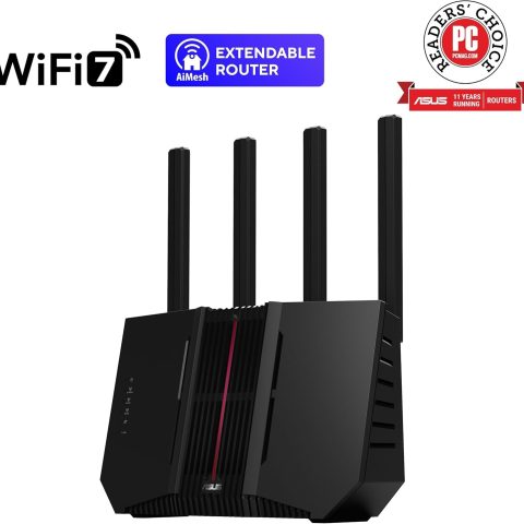 ASUS RT-BE92U BE9700 Tri-Band WiFi 7 Router, Supports New 320MHz Bandwidth & 4096-QAM, MLO, AI WAN Detection, AiMesh Support, Subscription-Free Network Security & Comprehensive VPN Features - Zapcart Technology Qatar