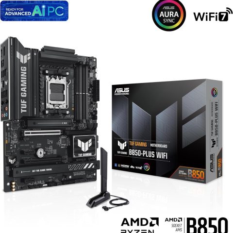 ASUS TUF Gaming B850-PLUS WiFi AMD AM5 B850 ATX Motherboard, 14+2+1 80A Stages, AI Ready, DDR5, PCIe 5.0, 3X M.2, Wi-Fi 7, 2.5Gb LAN, DisplayPort, HDMI™, USB 10Gbps & 20Gbps Type-C®, BIOS Flashback™ - Zapcart Technology Qatar