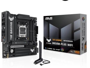 ASUS TUF Gaming B850M-PLUS WiFi AMD AM5 B850 mATX Motherboard, 14+2+1 80A DrMOS Stages, DDR5, PCIe 5.0, 3X M.2, Wi-Fi 6E, 2.5Gb LAN, DP, HDMI™, USB 10Gbps & 20Gbps Type-C®, BIOS Flashback™, Aura Sync - Zapcart Technology Qatar