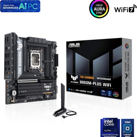 ASUS TUF Gaming B860M-PLUS WiFi B860 LGA 1851 mATX Motherboard, Intel® Core™ Ultra Series 2 Ready, AI PC, 12+1+2+1 80A Stages, DDR5,PCIe 5.0, 3X M.2, Wi-Fi 7, 2.5G LAN, HDMI™, USB 20Gbps Type-C - Zapcart Technology Qatar