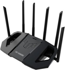 ASUS TUF Gaming BE6500 Dual Band WiFi 7 (802.11be) Extendable Gaming Router, Quad 2.5GbE ports, 3-step Port Forwarding, Smart Home Master, AiMesh support, and AiProtection Pro for Network Security - Zapcart Technology Qatar