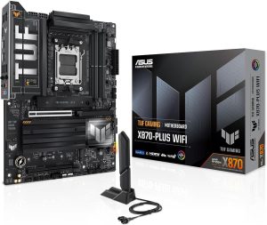 ASUS TUF Gaming X870-PLUS WiFi AMD AM5 X870 ATX Motherboard, 16+2+1, 80A SPS Power Stages, DDR5, PCIe 5.0 Ready, Four M.2 Slots, Wi-Fi 7, 2.5Gb LAN, HDMI, USB4® 40Gbps, SATA 6 Gbps, USB 20Gbps Type-C - Zapcart Technology Qatar