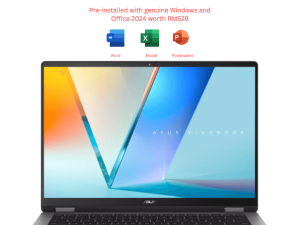 ASUS Vivobook 14 Flip TP3407S-ASG149WS 14" WUXGA OLED Matte Gray (CU5 226V, 16GB D5, 512GB SSD, H&S, W11) - Zapcart Technology Qatar