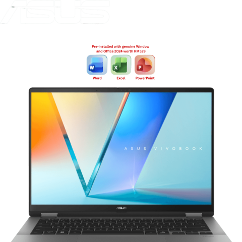 Asus Vivobook 14 Flip TP3407S-ASG249WS 14" WUXGA OLED Matte Gray (CU7 258V, 32GB D5, 512GB SSD, H&S, W11) - Zapcart Technology Qatar