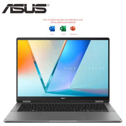 ASUS Vivobook 16 Flip OLED TP3607S-ASI246WS 16" WUXGA OLED Touch Grey (U7-285V, 32GB DDR5, 512GB SSD, H&S, W11) - Zapcart Technology Qatar