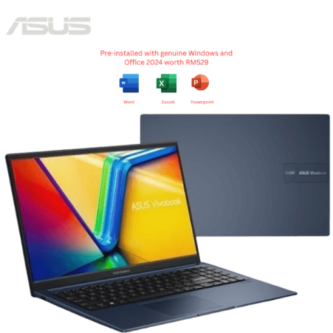 Asus Vivobook A1504V-ABQ168WS 15.6-inch FHD Quiet Blue (Core 5-120U, DDR5 8GB, 512GB SSD, H&S, W11) - Zapcart Technology Qatar