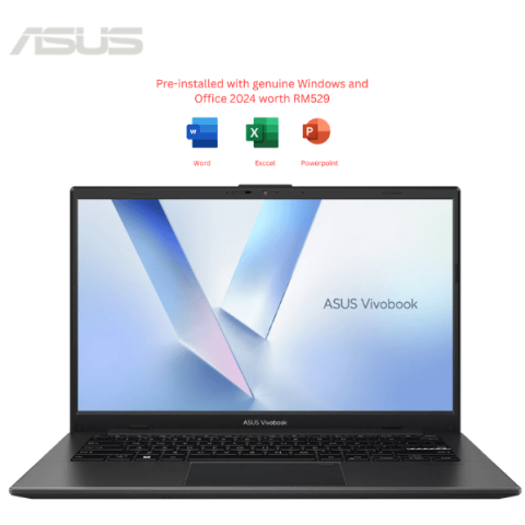 ASUS Vivobook Go 14 [E1404F-AEB150WS/E1404F-AEB152WS] 14" FHD (R5 40, 16GB D5, 512GB SSD, H&S, W11) - Zapcart Technology Qatar