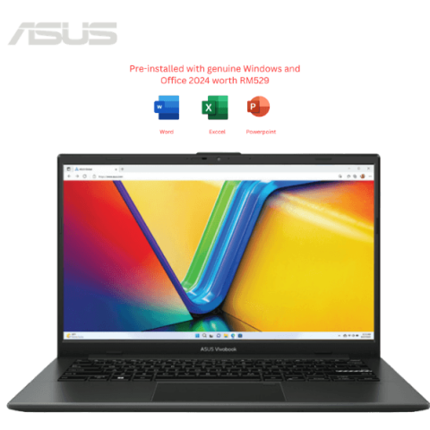 Asus VivoBook Go 14 E1404G-AEB583WS 14'' FHD Laptop Mixed Black (i3-N305, 8GB, 512GB SSD, Intel, W11, HS+M365) - Zapcart Technology Qatar