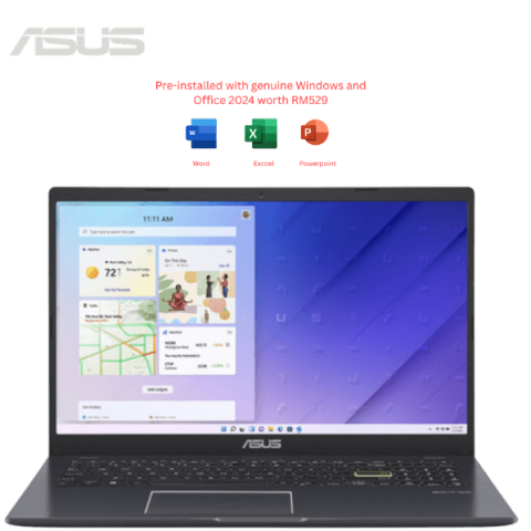Asus Vivobook Go 15 [E510K-AEJ731WMS / E510K-AEJ732WMS / E510K-AEJ733WMS] 15.6'' FHD Laptop (Celeron N4500, 8GB, 512GB SSD, Intel, W11, HS+M365) - Zapcart Technology Qatar