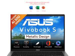 ASUS Vivobook S14 [M3407K-ASF136WS/M3407K-ASF138WS] (AI 5 330, 16GB D5, 512GB SSD, 14" FHD OLED, H&S, W11) - Zapcart Technology Qatar