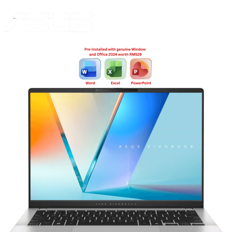 Asus Vivobook S14 S5406S-ALSF322WSP 14" WUXGA OLED Cool Silver (CU5 226V, 16GB LPDDR5X, 512GB SSD, H&S, W11) - Zapcart Technology Qatar