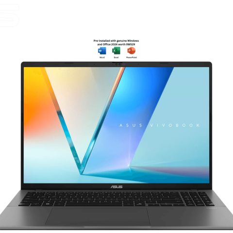 Asus Vivobook S16 [M3607H-ASH320WS/M3607H-ASH321WS] 16" FHD OLED (R5 220, 16GB D5, 512GB SSD, H&S, W11) - Zapcart Technology Qatar