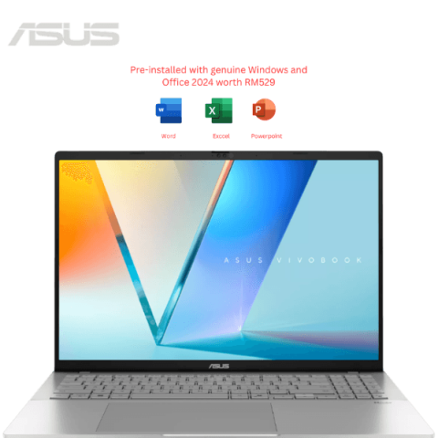 Asus Vivobook S16 [M3607K-ASH236WS/M3607K-ASH238WS] 16" FHD OLED (AI 5 330, 16GB D5, 512GB SSD, ATI, H&S, W11) - Zapcart Technology Qatar