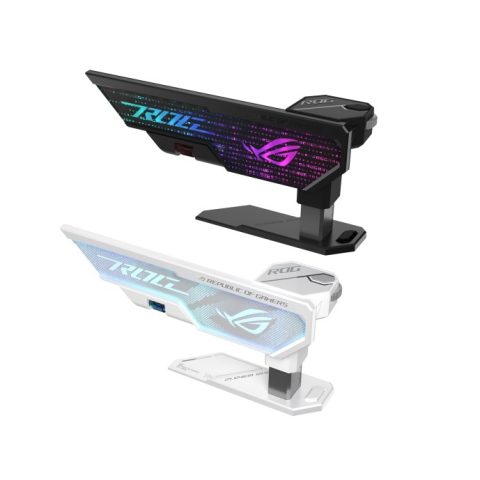 ASUS XH01 ROG Herculx Graphics Card Holder Bracket (Solid Zinc Alloy Construction, Easy Toolless Installation, Included Spirit Level, Adjustable Height, Wide Compatibility, Aura Sync RGB) - Zapcart Technology Qatar