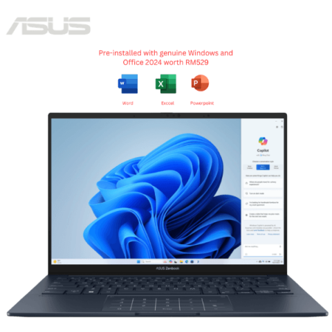 ASUS Zenbook 14 [UX3405C-AQL246WS/UX3405C-AQL248WS] 14" WUXGA OLED Touch (CU5 225H, 16GB D5, 512GB SSD, H&S, W11) - Zapcart Technology Qatar
